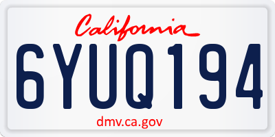 CA license plate 6YUQ194