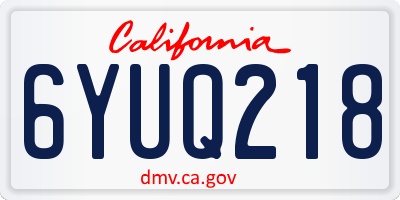 CA license plate 6YUQ218