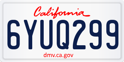 CA license plate 6YUQ299