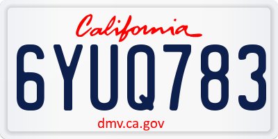 CA license plate 6YUQ783