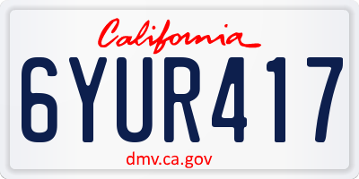 CA license plate 6YUR417