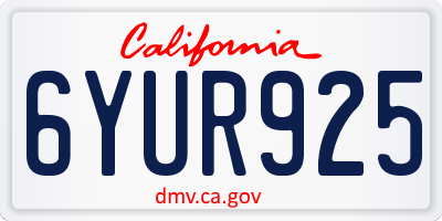 CA license plate 6YUR925