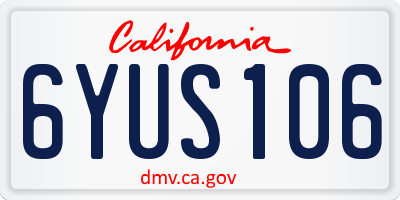 CA license plate 6YUS106