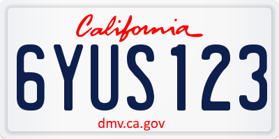 CA license plate 6YUS123