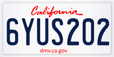 CA license plate 6YUS202
