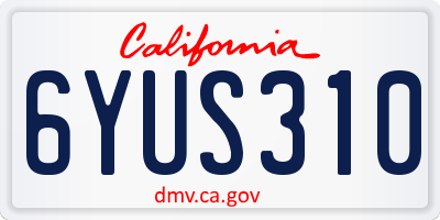 CA license plate 6YUS310