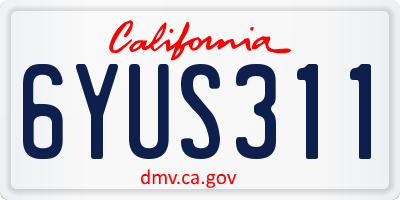 CA license plate 6YUS311