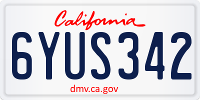 CA license plate 6YUS342