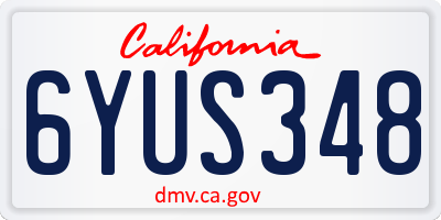 CA license plate 6YUS348