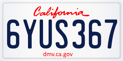 CA license plate 6YUS367
