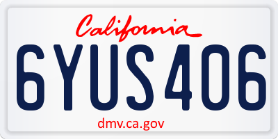 CA license plate 6YUS406