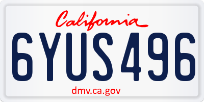 CA license plate 6YUS496