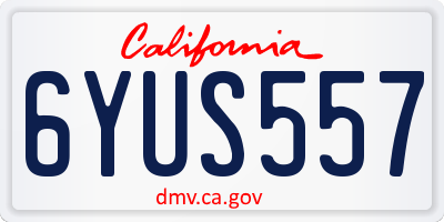 CA license plate 6YUS557