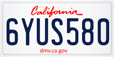CA license plate 6YUS580