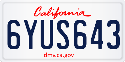 CA license plate 6YUS643