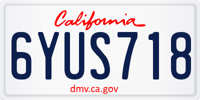 CA license plate 6YUS718