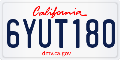 CA license plate 6YUT180