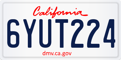 CA license plate 6YUT224