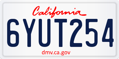 CA license plate 6YUT254