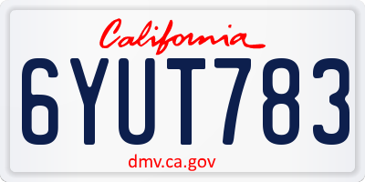 CA license plate 6YUT783