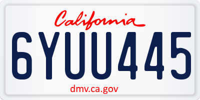 CA license plate 6YUU445