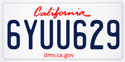CA license plate 6YUU629