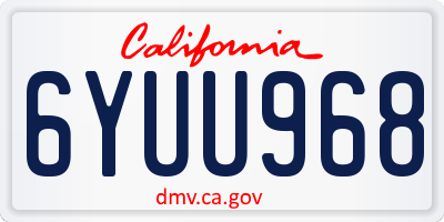 CA license plate 6YUU968