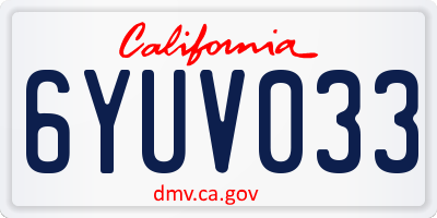 CA license plate 6YUV033