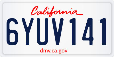 CA license plate 6YUV141