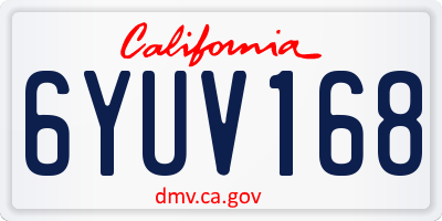 CA license plate 6YUV168
