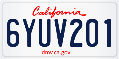 CA license plate 6YUV201