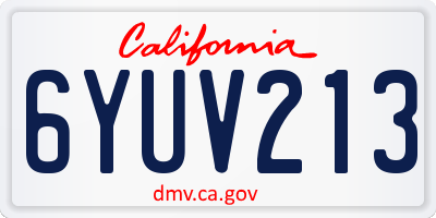 CA license plate 6YUV213