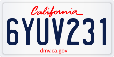CA license plate 6YUV231