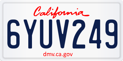 CA license plate 6YUV249