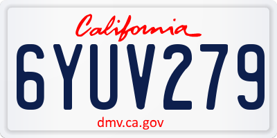 CA license plate 6YUV279