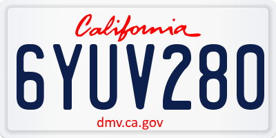 CA license plate 6YUV280