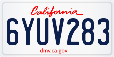 CA license plate 6YUV283