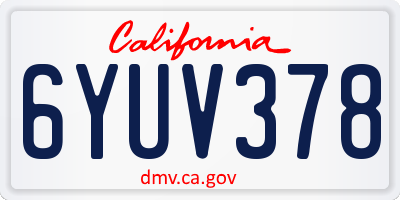 CA license plate 6YUV378