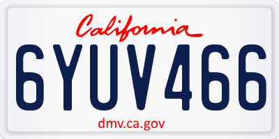 CA license plate 6YUV466