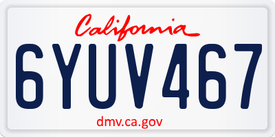 CA license plate 6YUV467