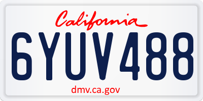 CA license plate 6YUV488