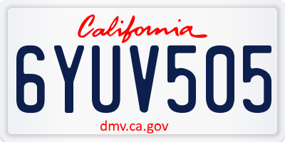 CA license plate 6YUV505