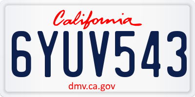 CA license plate 6YUV543
