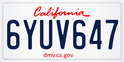 CA license plate 6YUV647