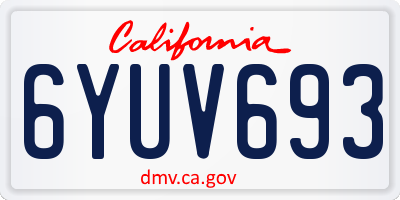 CA license plate 6YUV693