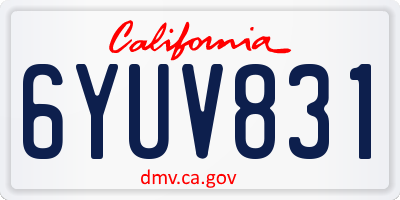 CA license plate 6YUV831