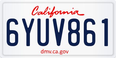 CA license plate 6YUV861