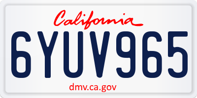 CA license plate 6YUV965