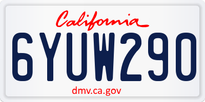 CA license plate 6YUW290