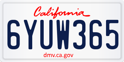 CA license plate 6YUW365